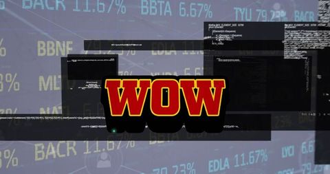 Wow Text Overlay on Data Processing Code Background - Download Free Stock Images Pikwizard.com
