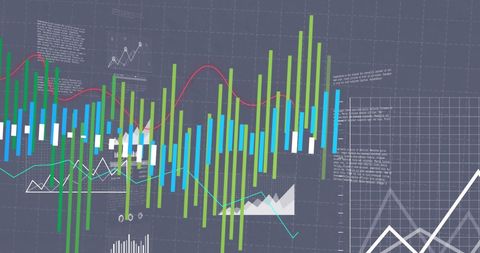 Colorful Financial Data Visualization on Digital Grid - Download Free Stock Images Pikwizard.com
