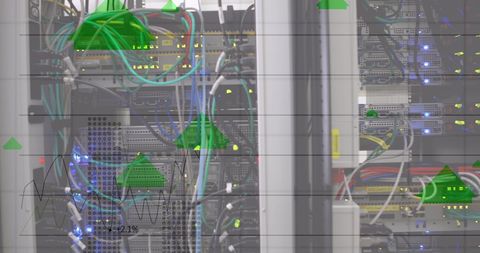 Server Room with Digital Interface Overlay Depicting Network Connections - Download Free Stock Images Pikwizard.com