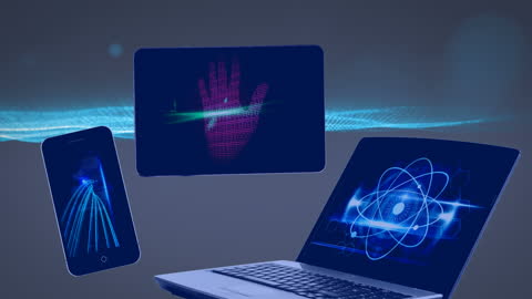 Digital Interface Concept with Animated Data on Screens