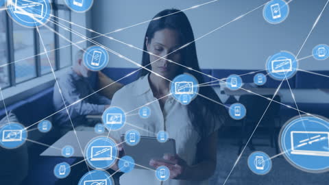 Connected Businesswoman Exploring Digital Network Interface
