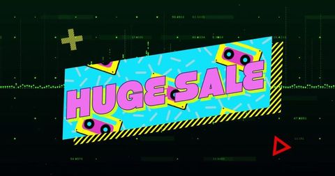 Vibrant Futuristic Huge Sale Background with Retro Elements