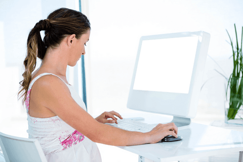 Transparent Mockup of Pregnant Woman Using Desktop Computer - Download Free Stock Videos Pikwizard.com