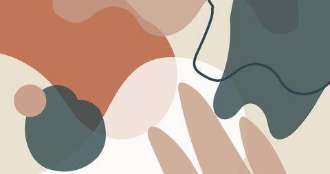 Abstract colorful fluid shapes on soft beige background