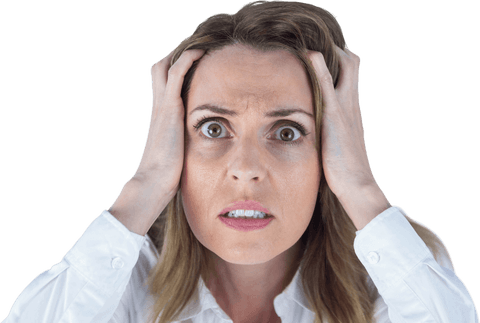 transparent frustrated businesswoman holding head stressed - Download Free Stock Videos Pikwizard.com