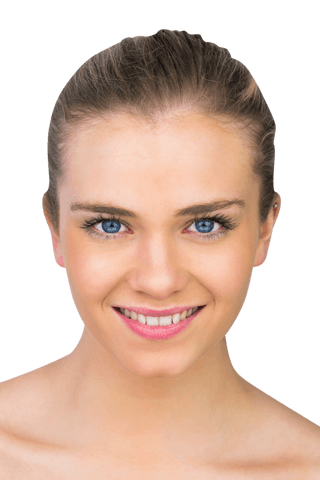 Transparent Background of Smiling Blonde Woman with Natural Beauty