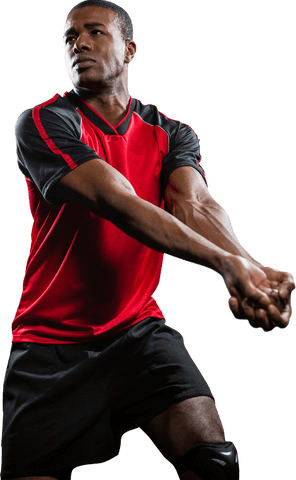 Confident Male Athlete Posing in Volleyball Action on Transparent Background