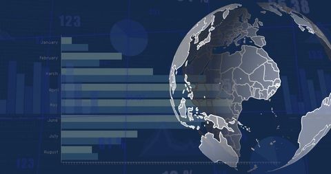 Data Visualization Projected Over Digital Globe Illustration - Download Free Stock Images Pikwizard.com