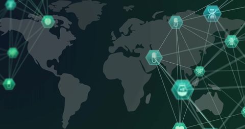 Global Network Connections and Digital Icons on World Map - Download Free Stock Images Pikwizard.com