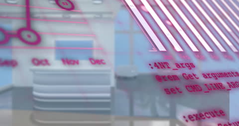 Animated Financial Data and Moving Cogs Conceptual Background