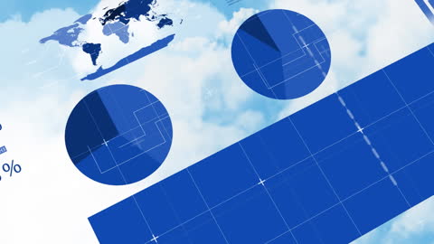 Digital Data Processing Animation on Cloud Background