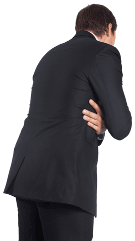 Rear View of Businessman Holding Side on Transparent Background