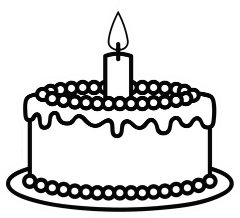 Minimalist Birthday Cake Illustration with Candle on Transparent Background