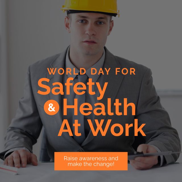 Architect in Safety Hat Highlighting World Day for Safety and Health at Work - Download Free Stock Templates Pikwizard.com