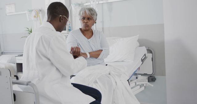 Elderly Woman Discussing with Doctor in Hospital Room - Download Free Stock Images Pikwizard.com