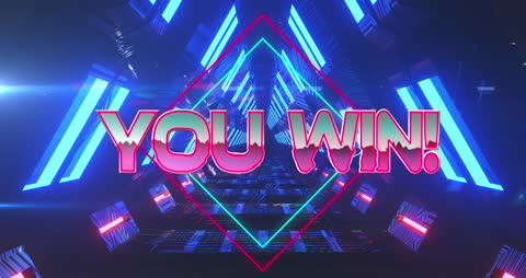 Futuristic Neon Tunnel with Winning Text Display