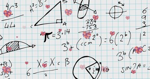 Hearts Overlay Mathematical Equations in Notebook Design - Download Free Stock Images Pikwizard.com