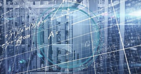 futuristic data center with equations and cloud icon overlay - Download Free Stock Images Pikwizard.com