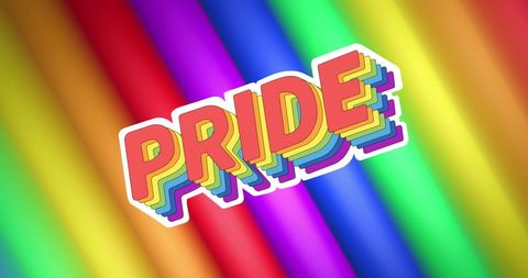 Vibrant Pride Text on Rainbow Background