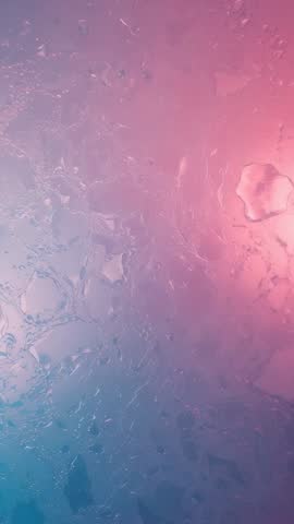 Vertical Abstract Glass Panel Pulsing Pink and Cyan Light with Water Droplets Loopable 9:16
