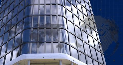 Innovative Transparent Building with World Map