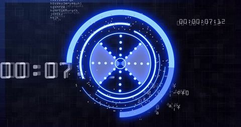 Futuristic Digital Interface Display with Blue Circular Scope - Download Free Stock Images Pikwizard.com
