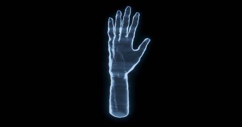 Holographic Hand in Dark Background Emphasizing Futuristic Technology - Download Free Stock Images Pikwizard.com