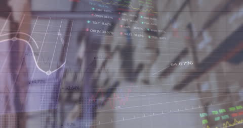 Digital Financial Graphs Overlay on Warehouse Image