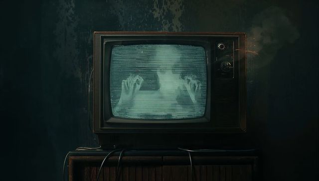 Spooky Ghost on Vintage TV Display