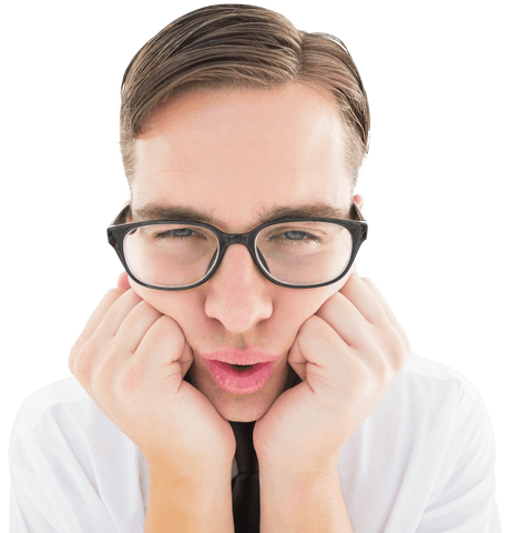 Transparent Geeky Hipster with Glasses Almost Asleep - Download Free Stock Videos Pikwizard.com