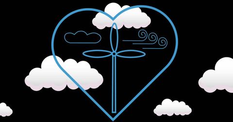 Heart Shaped Wind Turbine Illustration Emphasizing Renewable Energy