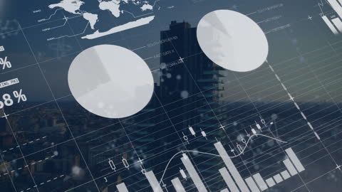 Digital Interface and Data Visualization Over Cityscape