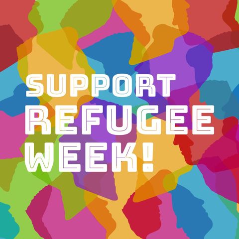 support refugee week message with colorful silhouettes - Download Free Stock Templates Pikwizard.com