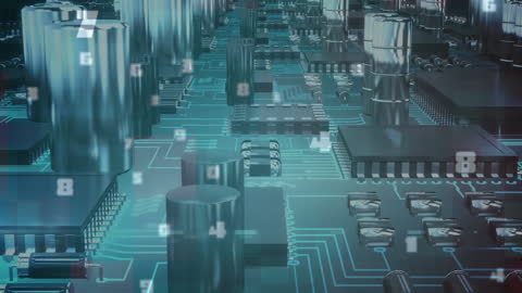 Floating Numbers Over Digital Motherboard Experiencing