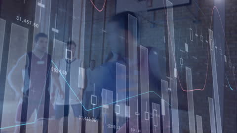 Athletes and Financial Graphs Merging Technology Blend