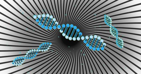 Abstract DNA Strands Over Black and White Spiral Background - Download Free Stock Images Pikwizard.com