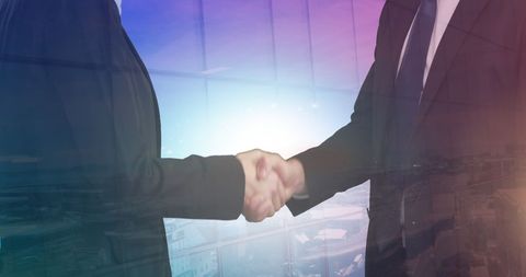 Business Professionals Shaking Hands with City Skyline - Download Free Stock Images Pikwizard.com