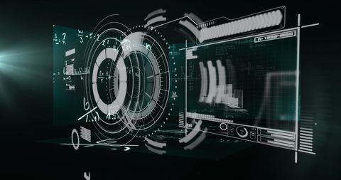 Futuristic hud interface with scope scanning graphics