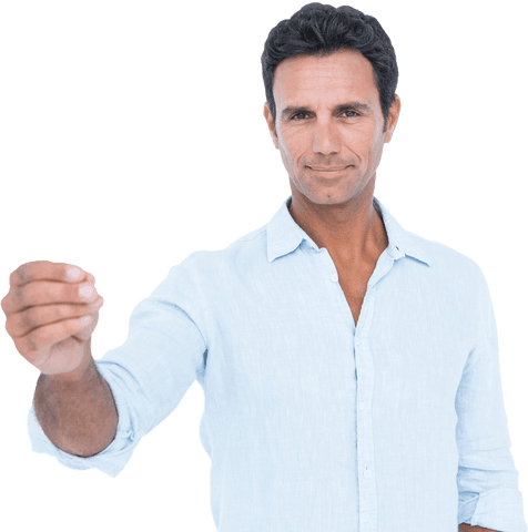 Handsome Man Holding Imaginary Object on Transparent Background - Download Free Stock Videos Pikwizard.com