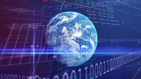 Digital Globe with Futuristic Data Streams