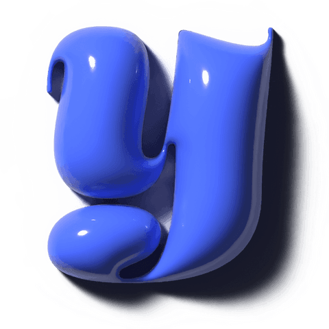Cobalt blue glossy 3d 'g' sculpture floating on transparent background with rim halo
