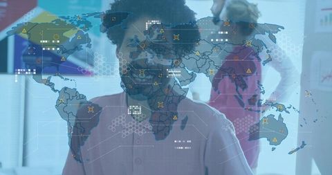 Presenting interactive global data map overlay for team collaboration and analytics