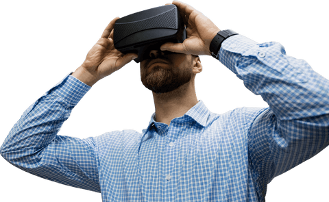 transparent low angle view vr enthusiast using virtual reality glasses - Download Free Stock Videos Pikwizard.com