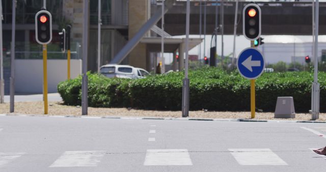 Empty Urban Crosswalk with Red Traffic Lights - Download Free Stock Images Pikwizard.com