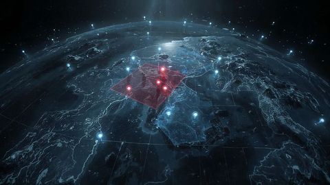 Futuristic Global Connectivity Network with Glowing Beacons