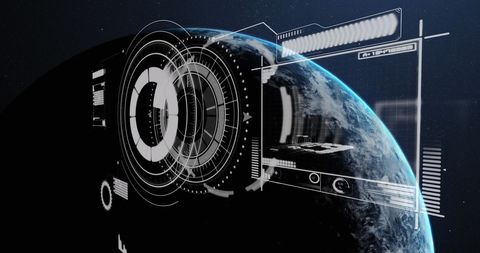 Digital Data Interface Over Earth in Space Concept - Download Free Stock Images Pikwizard.com