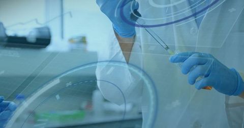 Scientists Engaged in Laboratory Test Tube Research with Digital Overlay - Download Free Stock Images Pikwizard.com