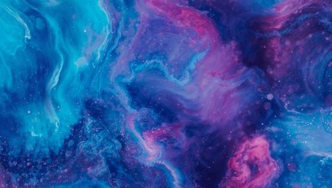 Swirling nebula vortex in vibrant blue purple fluid galaxy art
