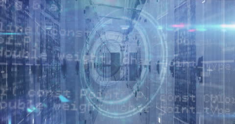 Futuristic Digital Data Processing in Empty Server Room
