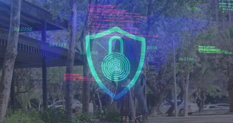 Urban commuter cycling through cybersecurity overlay